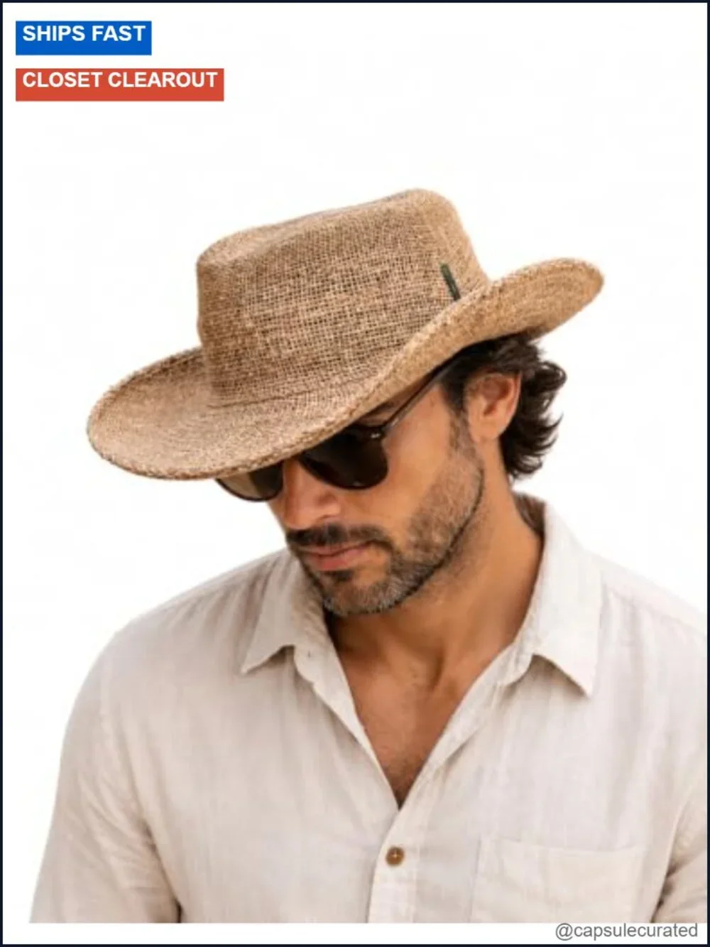 Foldable Wide Brim Hemp Sun Hat for Gardening, Farming, Beach, Unisex